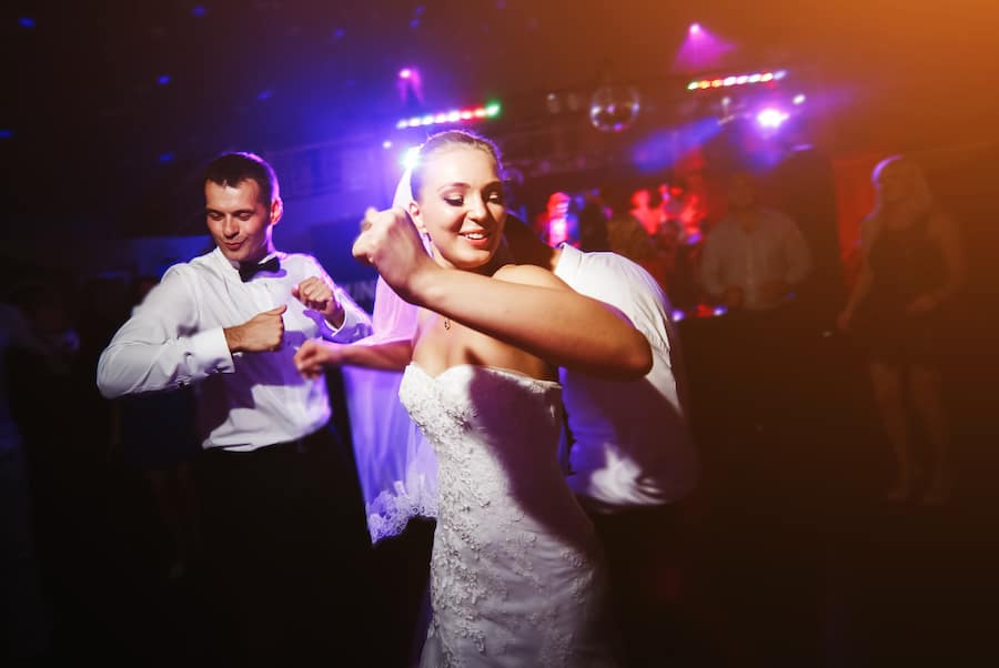 Bride at wedding reception dance