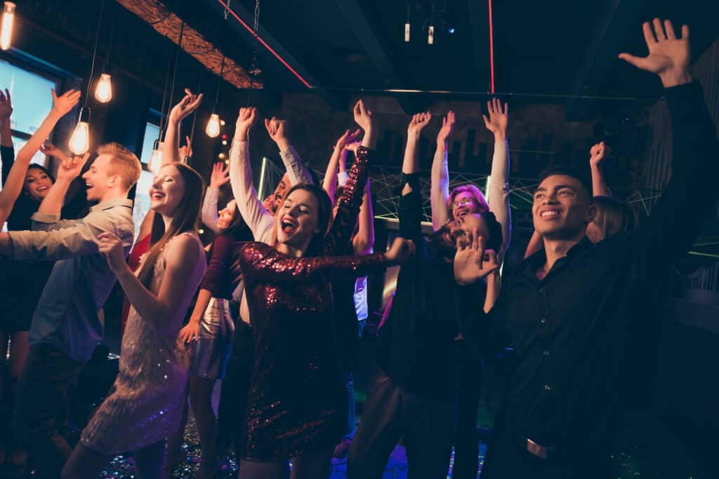 Crowd of dancing students